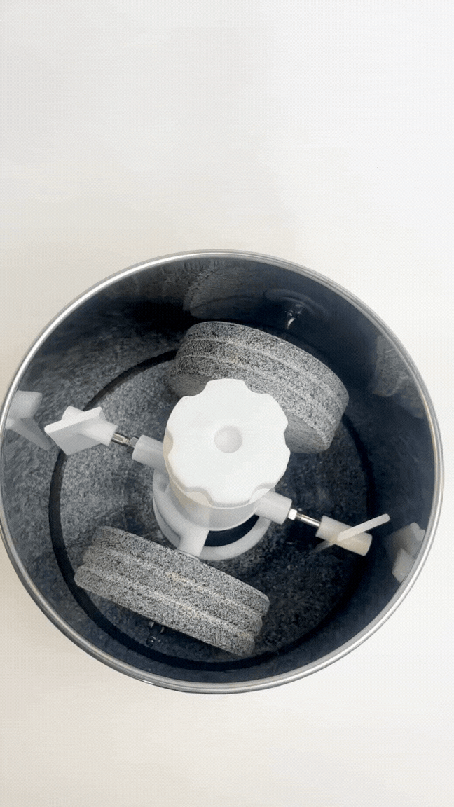 Refurbished Premier 8 lb Chocolate Refiner Drum and Roller Stone Kit.gif